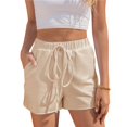 thumbnail image 1 of Women's Casual Sport Shorts, High Waist Leisure Strap Cutting Corner Yoga Shorts Lounge Fitness Gym Activewear Ladies Beach Shorts Running Jogging Hot Pants,Beige,XL, 1 of 9