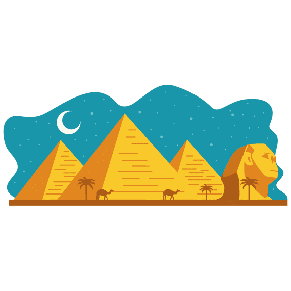 Colorful 20" x 48" Great Pyramid Of Giza Art Adhesive Bedroom Wall Decoration Cartoon Style Art Design Multicolored Ancient Famous Landmark Living Room Vinyl Wall Decal Sticker