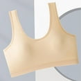 thumbnail image 3 of Lounge Bras Women Lace Without Steel Ring Gathered Straps Tank Top Models Bottoming Bra Cotton Bras Women Beige XL, 3 of 3
