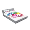 thumbnail image 2 of Ambesonne Colorful Fitted Sheet & Pillow Sham Set, Grunge Pacifism Theme, Full, Multicolor, 2 of 2