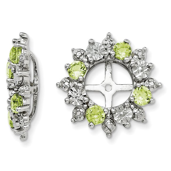 Sterling Silver Rhodium Peridot Earring Jacket QJ120AUG