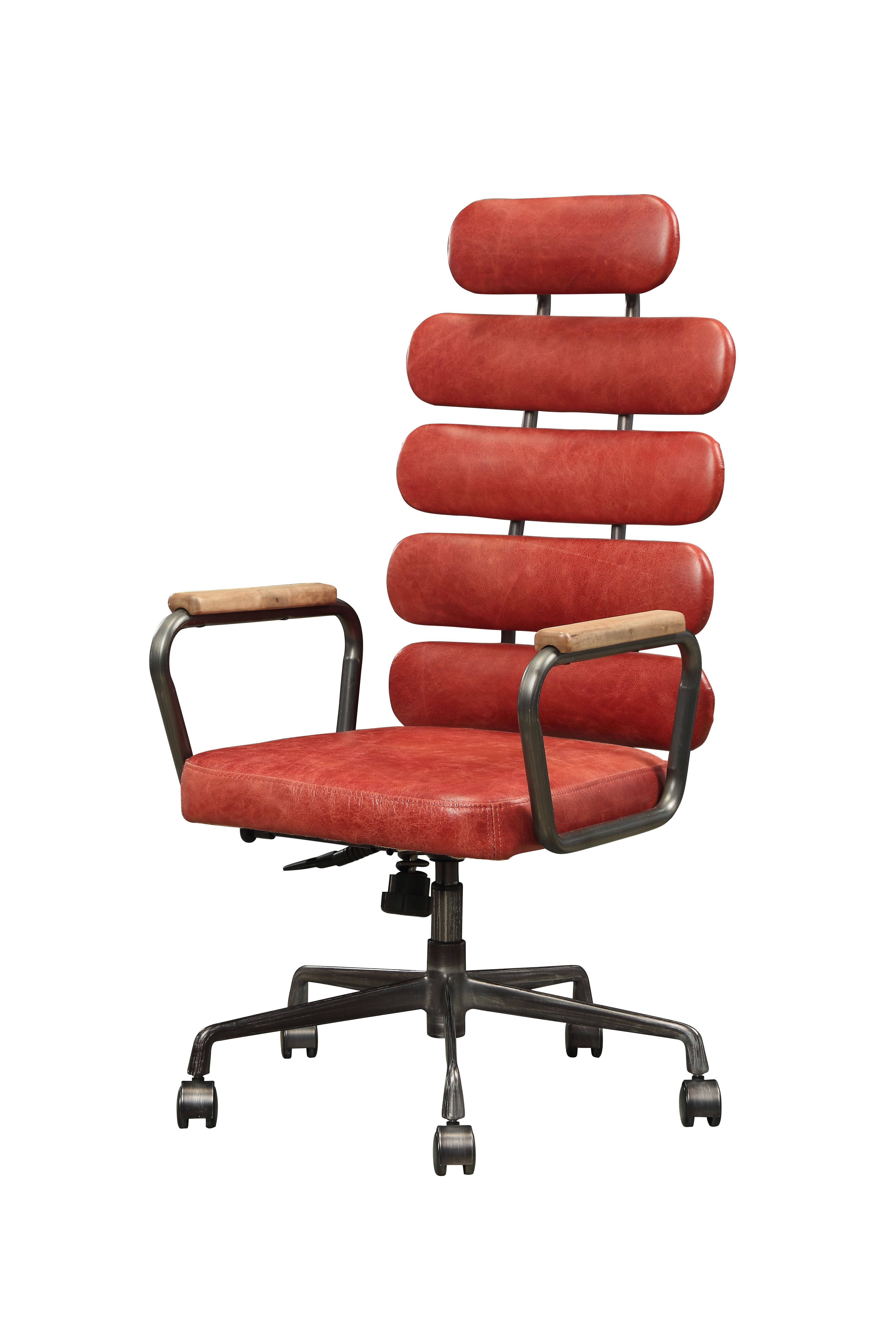 Executive Office Chair In Vintage Red Top Grain Leather Top Grain