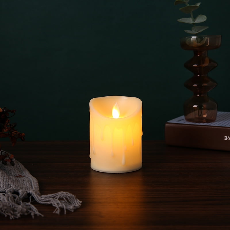Home Flameless Candle with Timer Remote, Real wax, 350+ hour realistic