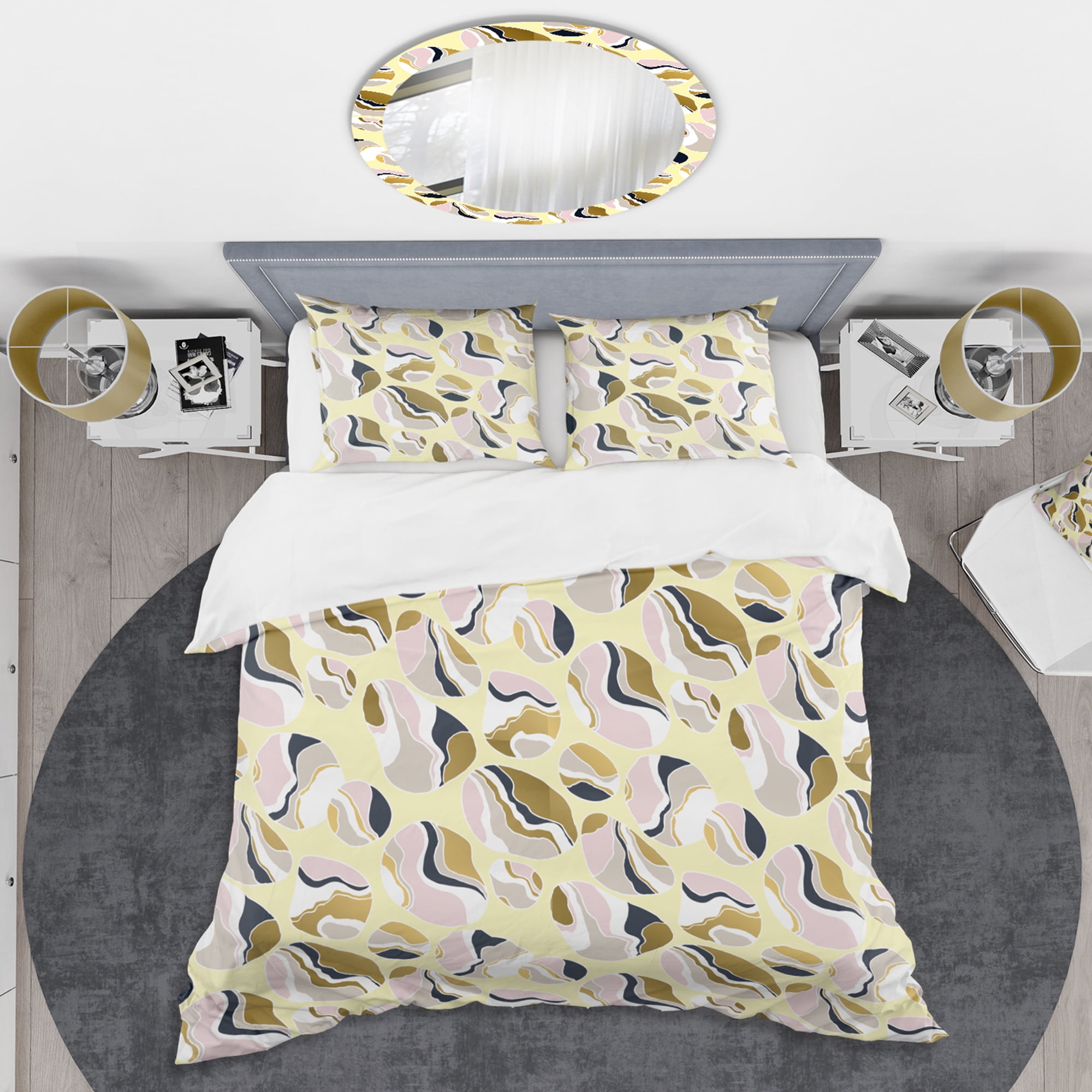 Designart 'Golden River Stones' Mid-Century Modern Duvet Cover Set