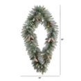 thumbnail image 3 of Nearly Natural 3ft. Holiday Christmas Geometric Diamond Frosted Wreath with Pinecones and 50 Warm White LED Lights, 3 of 5