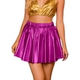 thumbnail image 3 of Puliio Women's Metallic Flared Mini Skirt Elastic Waist Night Out Party Skirts, 3 of 6