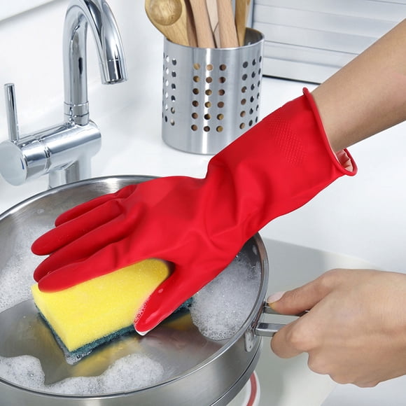 HONMEET 3Pairs Textured Grip Latex Gloves for Kitchen Cleaning and Dishwashing Assorted Colors