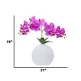 thumbnail image 4 of Vintage Home 19" Purple Orchid Arrangement in a Leaf White Ceramic Vase - 2 pack, 4 of 7