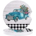 thumbnail image 1 of ZHANZZK Summer Blue Truck and Cactus Black Plaid and Wooden Grain Set of 6 Car Coaster for Drinks, Absorbent Ceramic Stone Coasters Cup Mat with Cork Base for Home Kitchen Room Coffee Table Bar Decor, 1 of 5