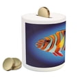 thumbnail image 2 of Marine Piggy Bank, Tropical Exotic Ocean Sea Fish with Colorful Fins and Underwater Nautical Image, Ceramic Coin Bank Money Box for Cash Saving, 3.6" X 3.2", Multicolor, by Ambesonne, 2 of 4