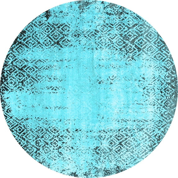 Ahgly Company Indoor Round Oriental Light Blue Industrial Area Rugs, 3' Round