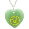Archangel Raphael Sigil Magic Amulet Planet Energy Puffy Heart Green Quartz Pendant 18 inch Necklace