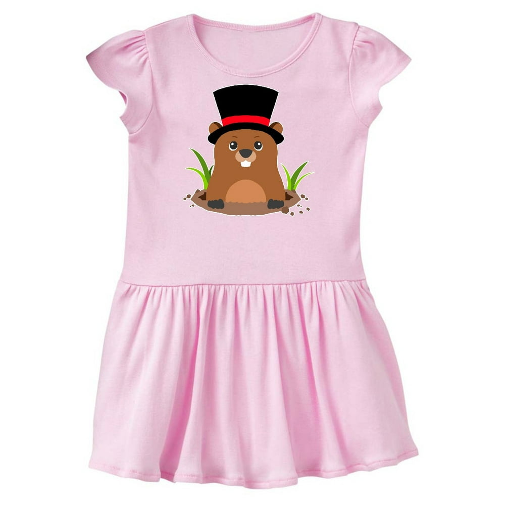 INKtastic Groundhog Day with Groundhog in Top Hat Toddler Dress