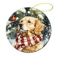 thumbnail image 1 of Christmas Ceramic Ornament Winter Christmas Snowflake Circle Ornament Golden Retriever with Pine Tree Snowflakes Holiday Ornament for Home Christmas Tree Decor Housewarming Gift, 1 of 1