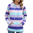 thumbnail image 1 of Sudadera Manga Larga, Sudadera Con Capucha Para Mujer Bolsillos Grandes Forro Polar Cómodo Rayas Coloridas Con Capucha Cordón Para Ir De Compras ANGGREK  AD1711, 1 of 6