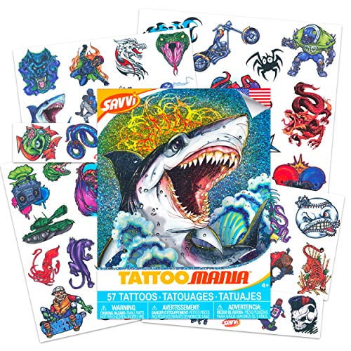Shark Temporary Tattoos Ocean Adventure Party Supplies 54Pcs in Large Size Summer Waterproof Shark Stickers for Boys Birthday Baby Shower Summer Pool Party Decoration Supplies for Kids and Adults 