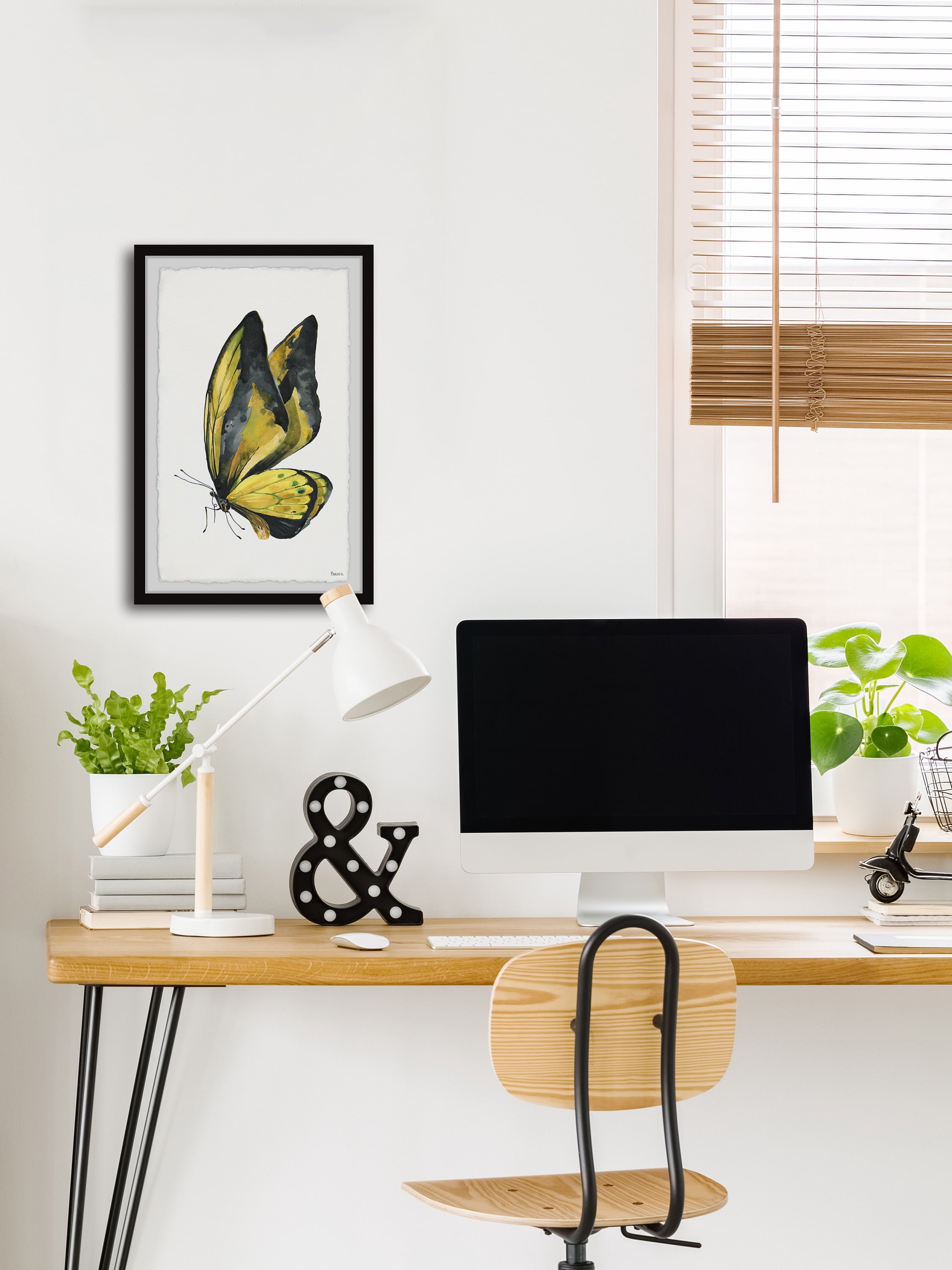 Parvez Taj "Black and Yellow Mariposa" Framed Painting Print