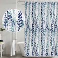 thumbnail image 5 of Blue Weeping Eucalyptus Shower Curtain, Waterproof Shower Curtains for Bathroom, Spring Summer Farmhouse Leaves Washable Fabric Bathtub Curtain Set Bath Decor with 12 Hooks Long 72"x84", 5 of 8