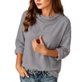 thumbnail image 5 of VBVC Women's Cotton Linen Cowl Neck Blouse , Ladies' Long Sleeve Tunic Top , Casual Summer Work Shirts For Women, S-2XL, 5 of 8