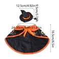 thumbnail image 3 of Tuvgenk Halloween Pet Cloak and Hat Set for Small Dogs Cats with Pumpkin Print Adjustable Lightweight Cozy Dress Up S Black, 3 of 7