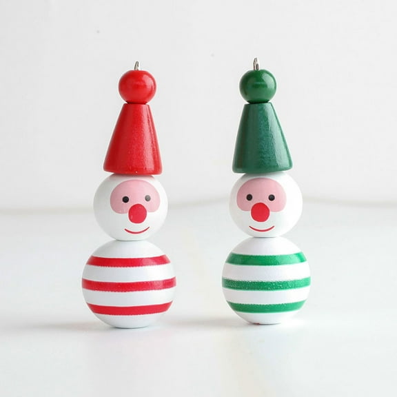 WASHWEPE 40Pcs Christmas Wooden Beads for Pendant DIY 2.50X2.50X2.50in Green Red White Assorted Color