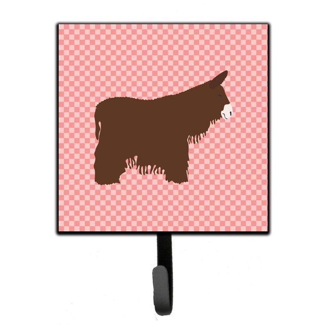 ""Caroline'S Treasures Poitou Poiteuin Donkey Pink Check Gancho De Pared Pequeño Multicolor""
