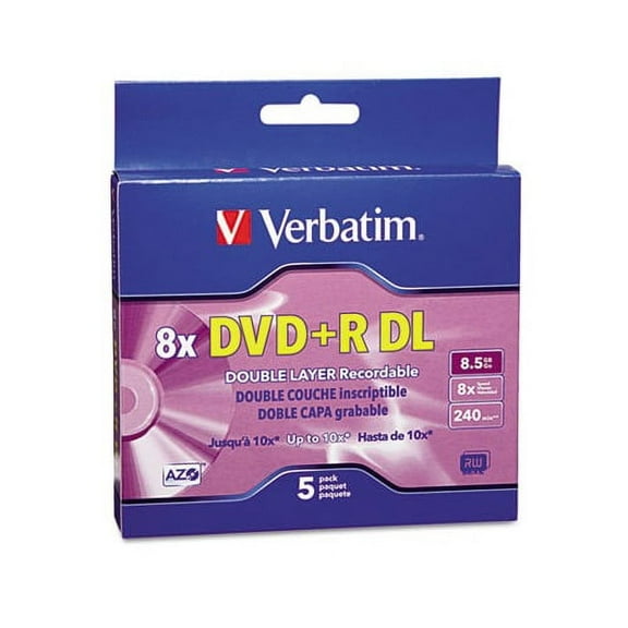 Verbatim 95311 240 Min 8.5 GB 8X Recordable Disks Jewel Case, 5 Pack