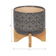 thumbnail image 5 of Elevated Flower Pots Planter with Swirl Accent  for Indoor Plants - Modern  Ceramic Design and Bamboo Stand for Home Decor - Decorative Raised Planter for Tabletop and Shelf Display - 8", Gray, 5 of 14