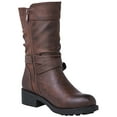 thumbnail image 3 of GLOBALWIN Women's Fall Fashion Biker Boots Mid Calf Boots for Women Brown 5.5M, 3 of 7