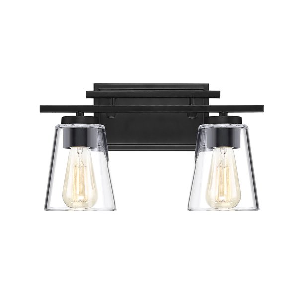Savoy House 8 1020 2 Bk Calhoun Light Bathroom Vanity In A Black Finish With Clear Glass 15 W X 9 H Com Light Bathroom Vanity, 2 Light Bathroom Vanity Bath Bar