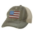 thumbnail image 6 of Distressed American Flag Trucker Hat - Vintage Patriotic Cap - Embroidered USA Design - Mesh And Strapback (NavyBlue), 6 of 8