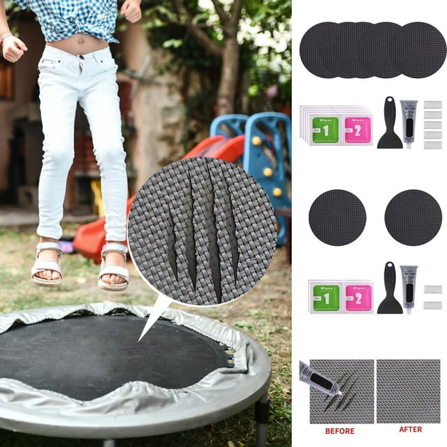 Offres du Jour en Liquidation! Kit de Réparation de Trampoline, Patch Rond pour Trous Ou Déchirures sur Matelas de Trampoline, Patch de Réparation de Tapis de Trampoline Durable pour Amusement et Sécurité en Extérieur