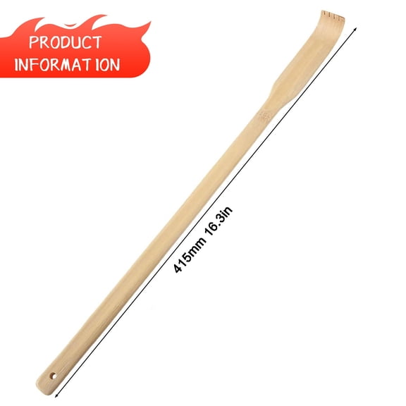 16 Inch Wooden Back Scratcher Long Handle Traditional Finger Like Body Massager For Itch Relief (Khaki, 41*1*2.5cm)