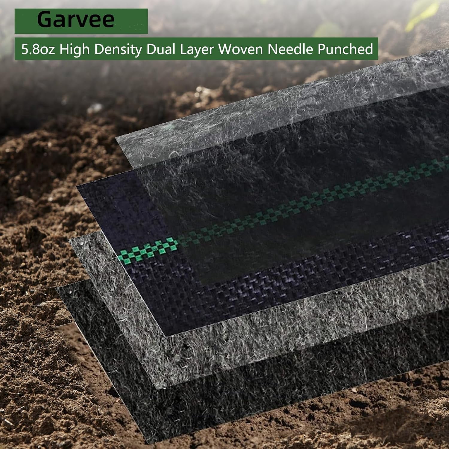 GoFashion Woven Landscape Fabric 5.8oz, 3 x 300FT Weed Fabric Barrier, Double Layer, Garden Fabric Weed Barrier, Weed Control Fabric Ground Cover, Gardening Mat