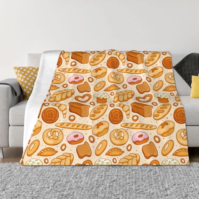 Fotbe Various Bread Manta de Franela con Estampado, Manta Ultrasuave para Cama, Sofá, Auto, Hipoalergénica y Antibolitas-40"x30"