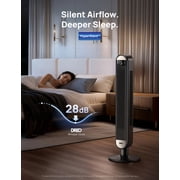 DREO 42 Tower Fans for home, Standing Bladeless Fan with Remote, 90° Oscillating Fan with LED Display, 12H Timer, 6 Speeds, 4 Modes, 26 ft/S High Velocity, 28dB Ultra Quiet Bedroom Fans