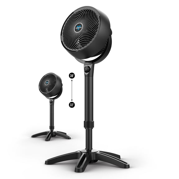 Vornado 683 Medium Pedestal Whole Room Air Circulator Fan, 3 Speed Control, Adjustable Standing Height, 32 to 38 Inches, Black