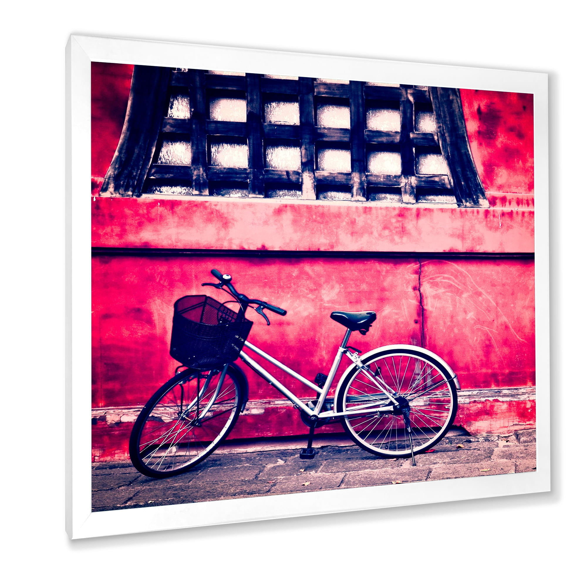 Designart 'Bicycle By Oriental Zozoji Temple Tokyo' Vintage Framed Art Print