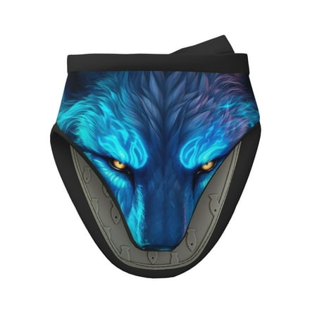 

Pofeuu Futuristic Blue Light Wolf Print Thickened Mini Silicone Oven Mitts Heat Resistant Rubber Oven Mitt Gloves Finger Pinch Grips Pot Holder Silicone Potholder