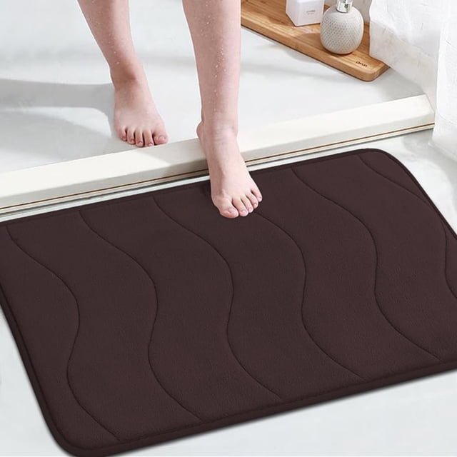 Alfombrilla de baño viscoelástica Flamingo P, color marrón chocolate, 60 x 43 cm