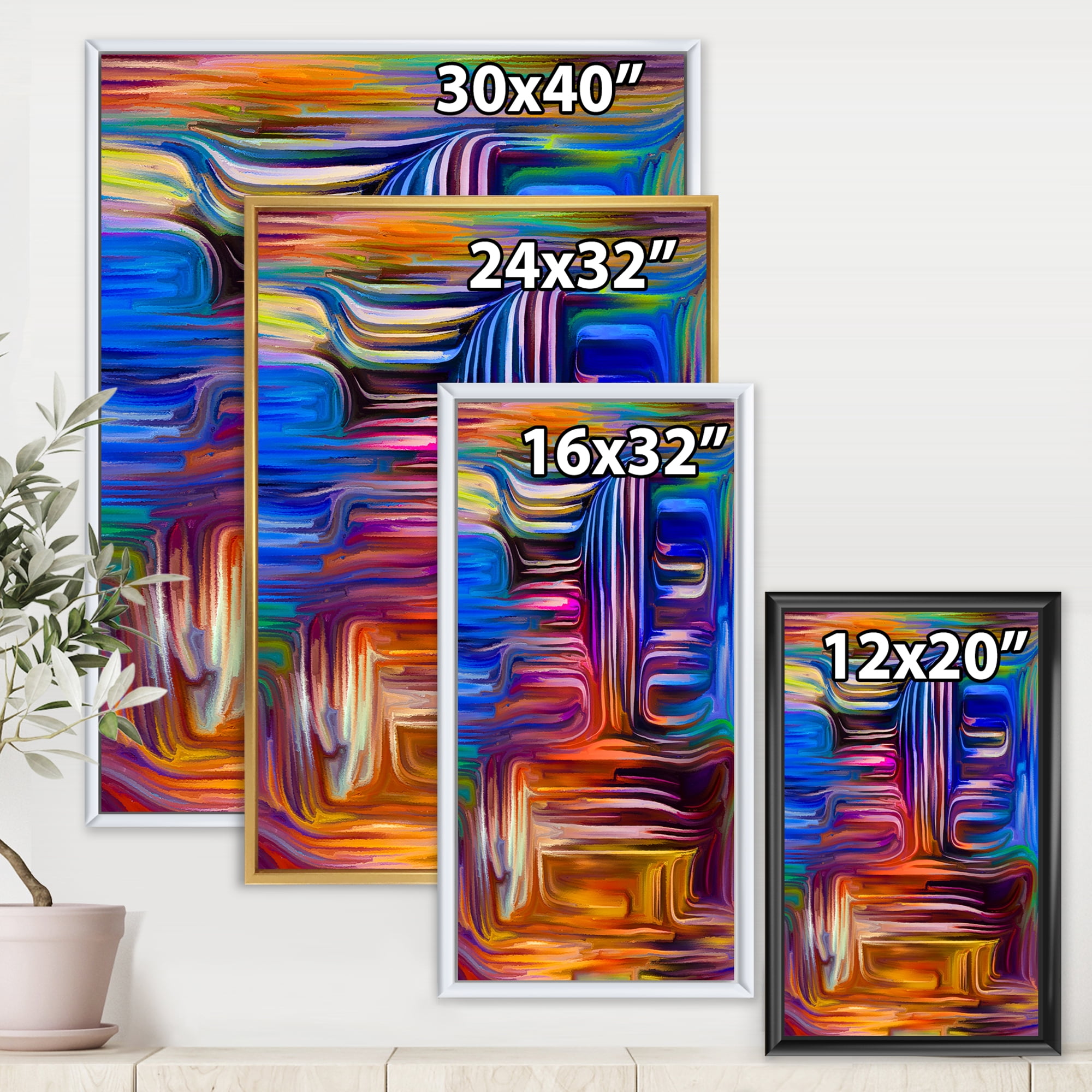 Designart 'Colour Spiral Fusion V' Modern Framed Canvas Wall Art Print