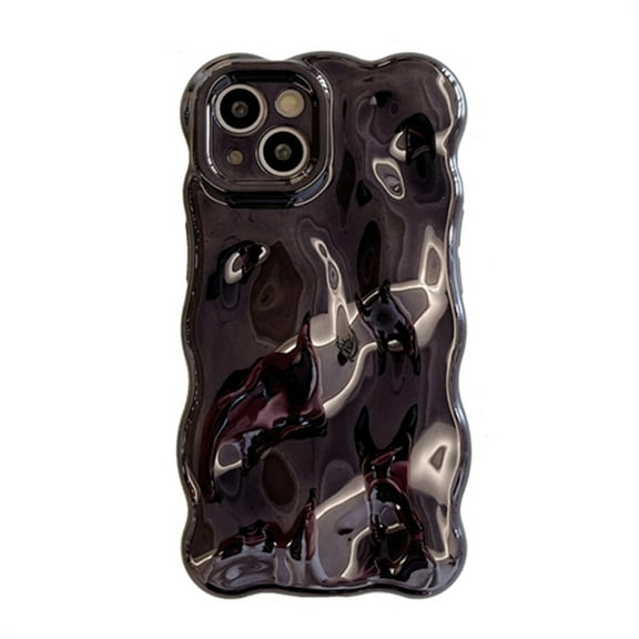 Allytechgroup Compatible with iPhone 15 Plus Wavy Phone Case, Cute Coquette 3D Wave Bubble Pattern and Stylish Wavy Border Protection Shockproof Phone Case for Women Girls, Black