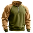 thumbnail image 2 of Yucgh Men's Colorblock Half Zip Stand Collar Sweatshirt, Athletic Large Size Casual Pullover with Modern Streetwear Design, Comfortable Sports Wear for Gym Training and Outdoor Activities,Green, 2 of 5