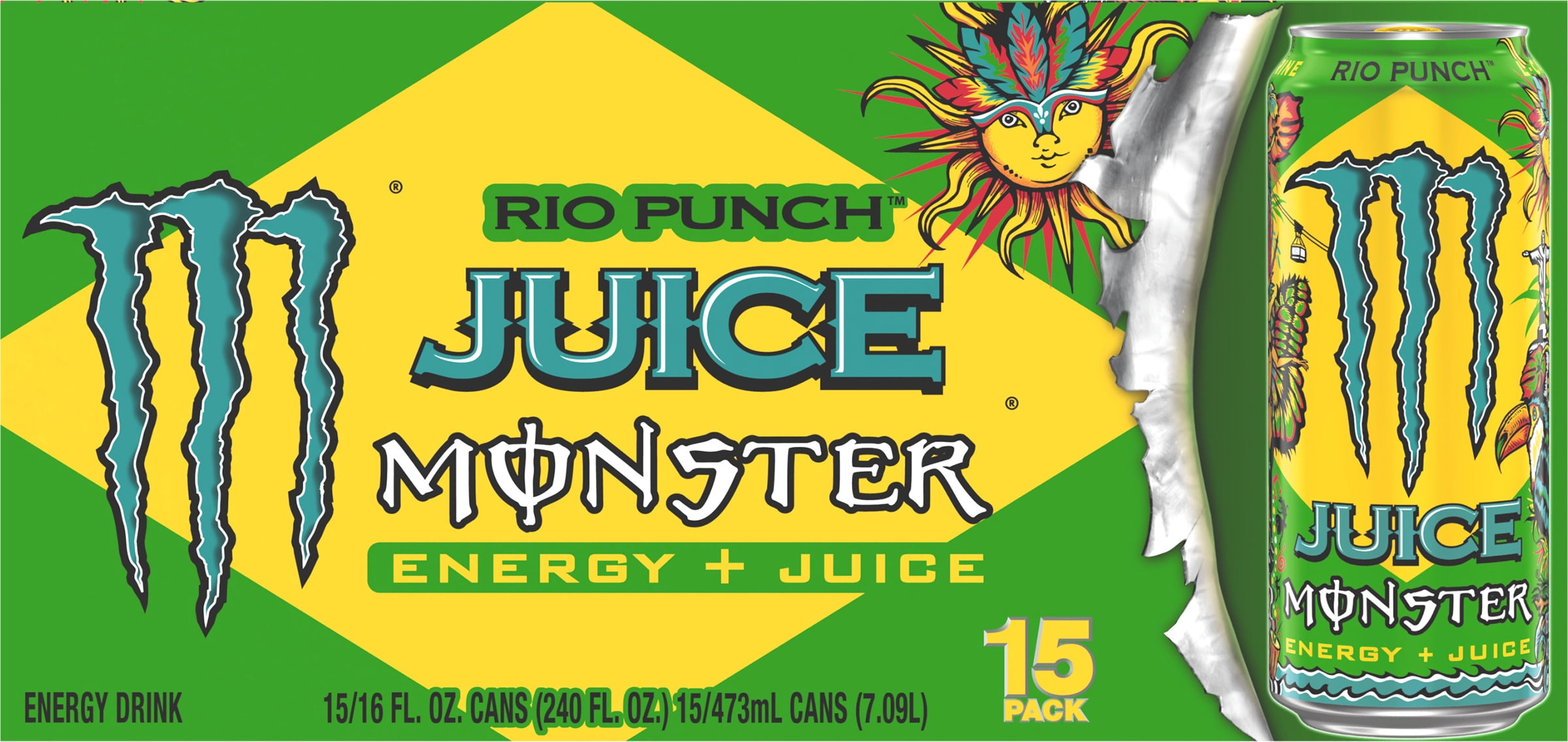 Monster Rio Punch Energy + Juice 15 - 16 fl oz Cans - Walmart.com