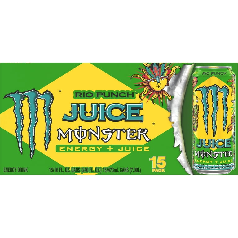 Monster Rio Punch Energy + Juice 15 - 16 fl oz Cans - Walmart.com