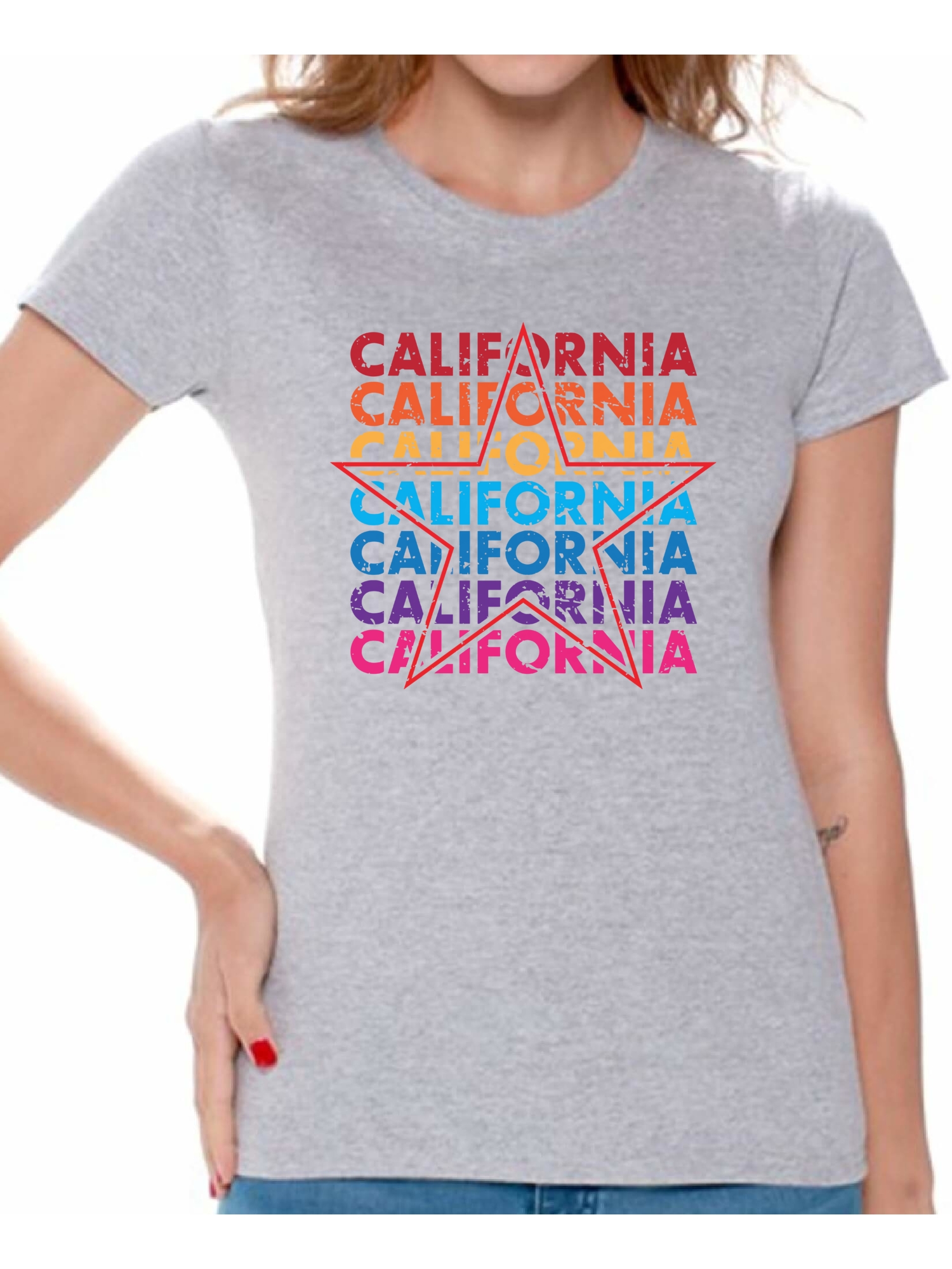 Awkward Styles California Star Women Shirt Gifts for Women 80s T shirt for Women San Francisco California State Women Tshirt I Love California United States T-shirt for Women Los Angeles - image 1 of 4