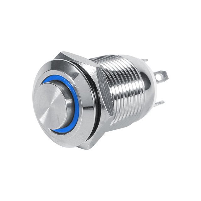 Sonew LED Push Button Switch,12mm Circle LED Waterproof Metal Momentary Push Button Switch High Flush 4 Pin 1NO, LED Momentary Button Switch