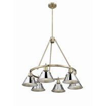 Orwell 6-Light Chandelier in Aged Brass with Chrome