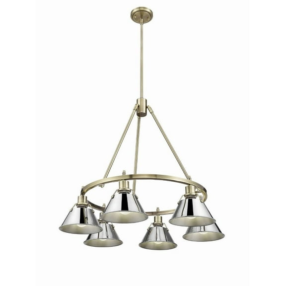 Orwell 6-Light Chandelier in Aged Brass with Chrome