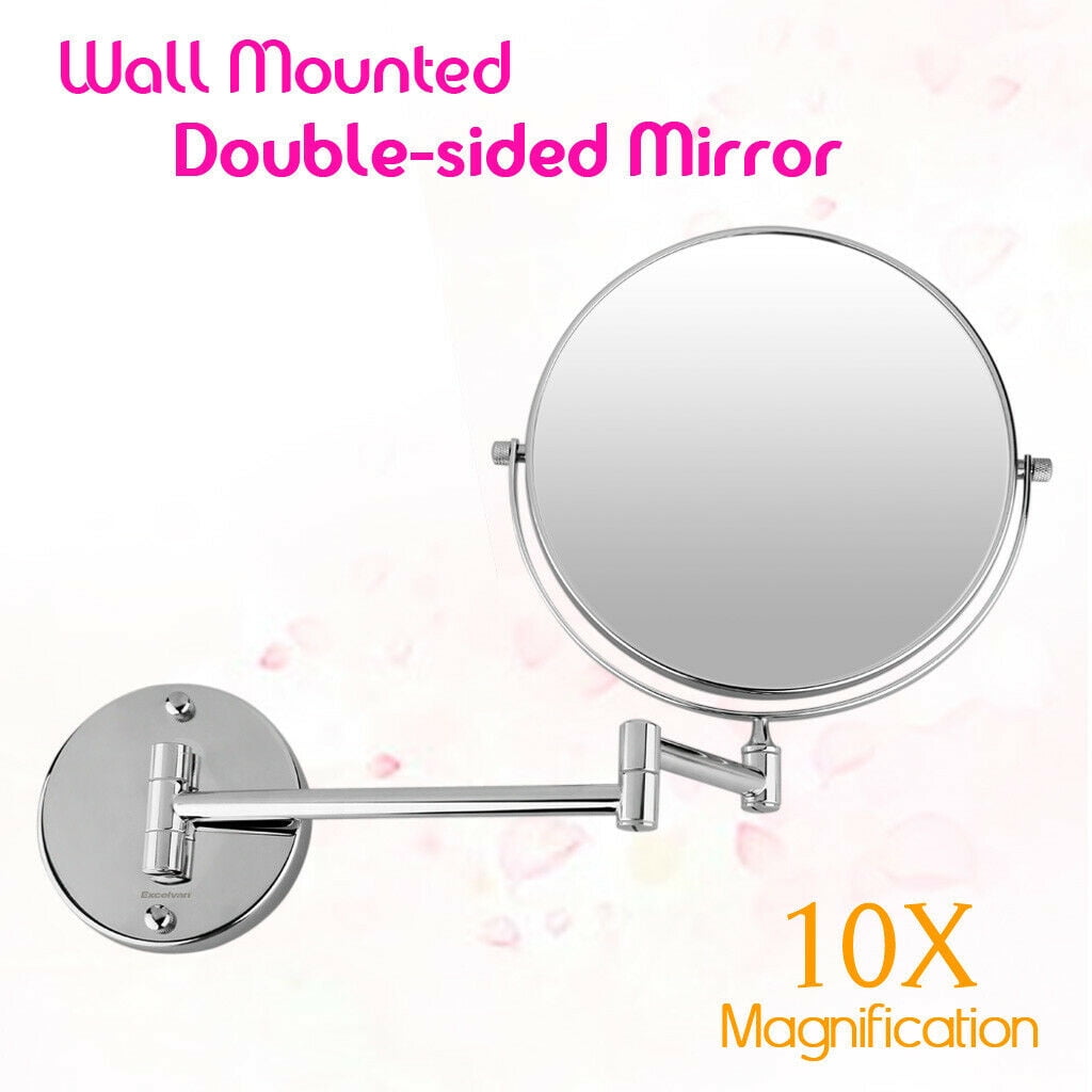 10 X Magnifying Makeup Mirror 8" Wall Mounted Extending Folding Double